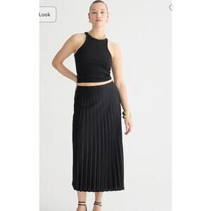 J Crew Black Pleated Midi Length Slip Skirt - XXS